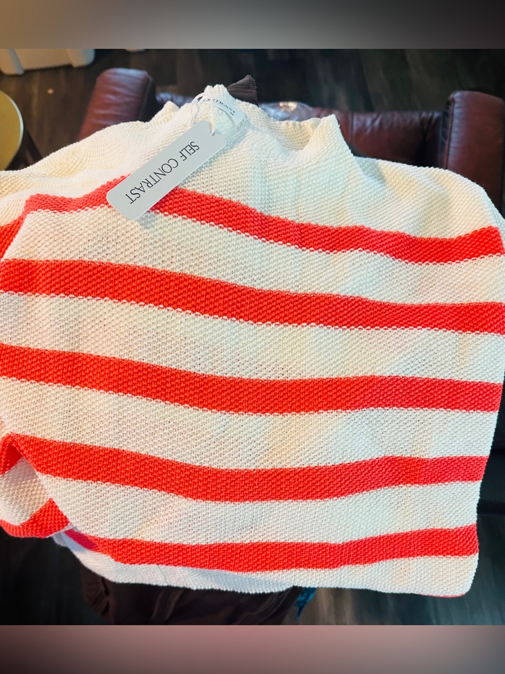 NWT Self Contrast Cap Sleeve Sweater Size S